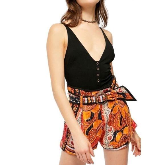 FREE PEOPLE Larissa Black Bodysuit size Medium ribbed knit - Picture 5 of 13